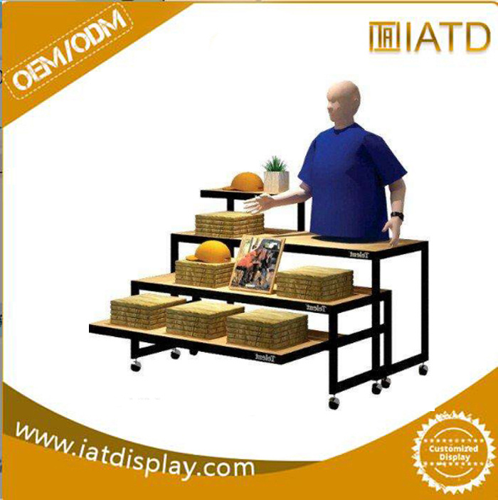 Pop up Melamine Wood Counter Display Wall Torage Supermarket Shelf