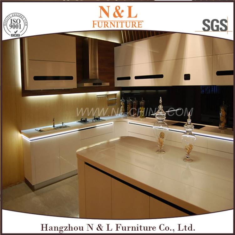 Modern Kitchen Cupboard with MDF Lacquer Glass Doors