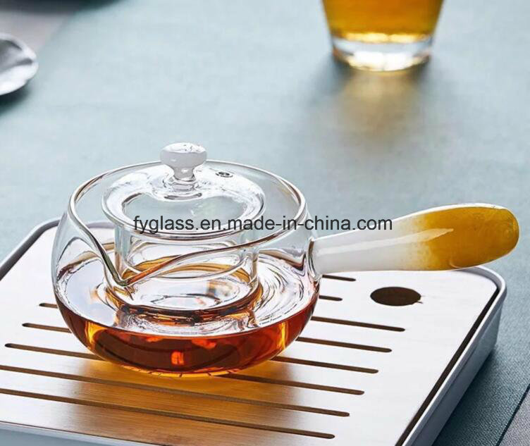 Pyrex Handmade Glass Teapot with Fancy Color Holder