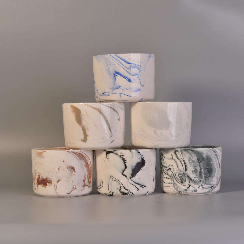 Ceramic Panit Cup Marble Candle Holders