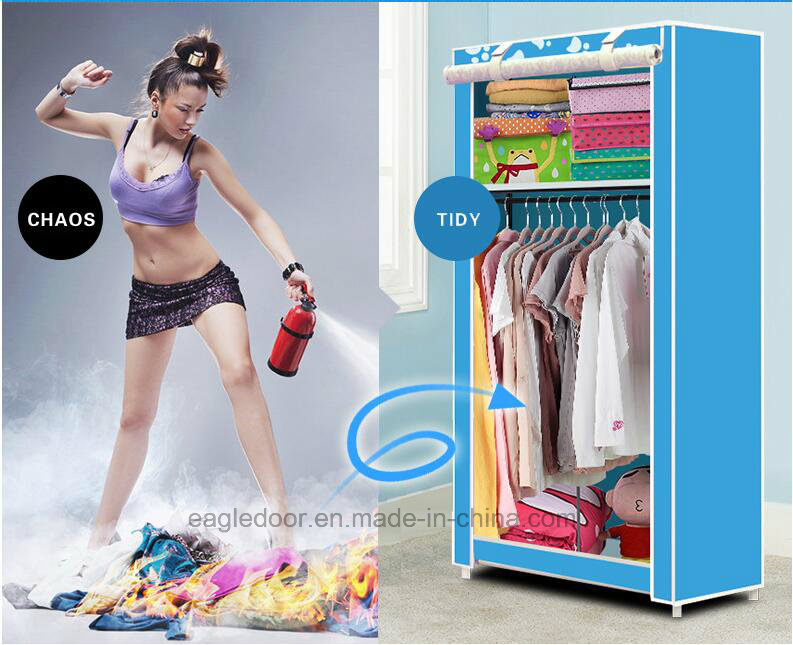 Modern Simple Wardrobe Household Fabric Folding Cloth Ward Storage Assembly King Size Reinforcement Combination Simple Wardrobe (FW-26E)