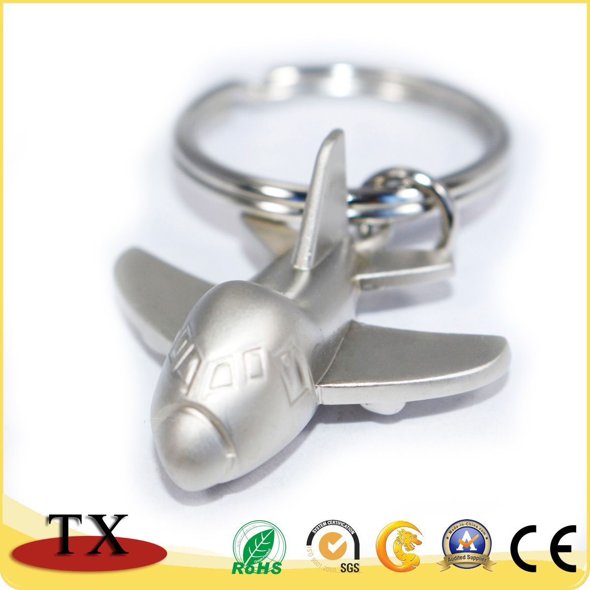 Hot-Sales Airplane Shape Key Chain Metal Aircraft Keyring