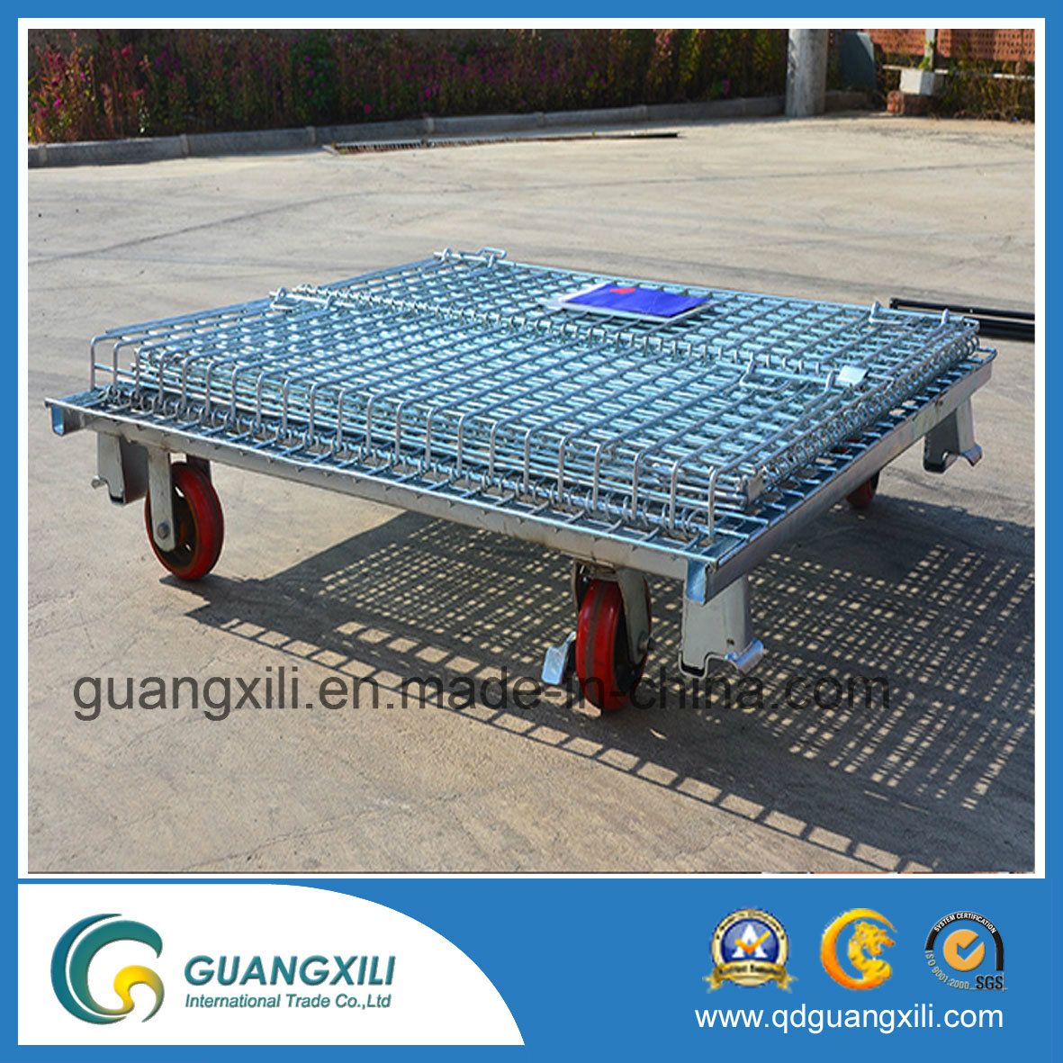Stackable Iron Industrial Metal Wire Mesh Storage Container with Trundle