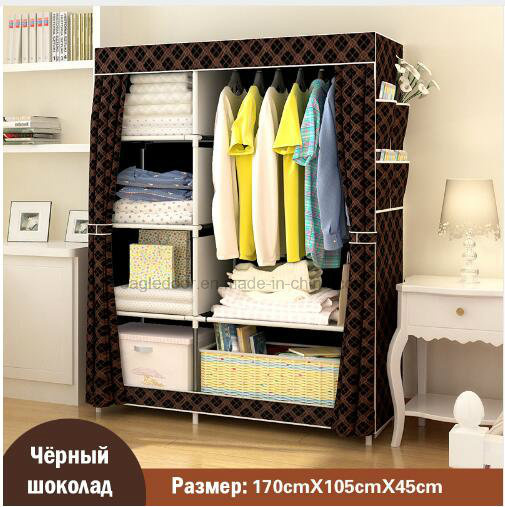 Simple Modern Large Speace Wardrobe Clothe Storage Cabinets Folding Non-Woven Closet Furniture Wardrobe for Bedroom (FW-28)