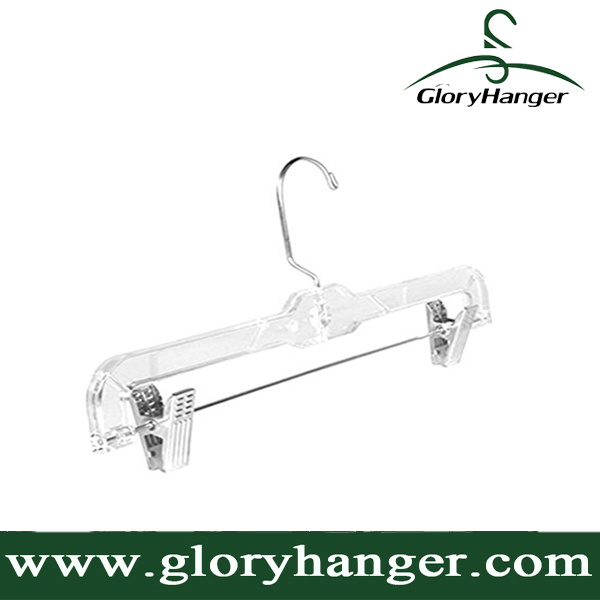 Crystal Plastic Skirt/Slack Hangers, Clear Pant Racks with Anti-Rust Hook/Clips