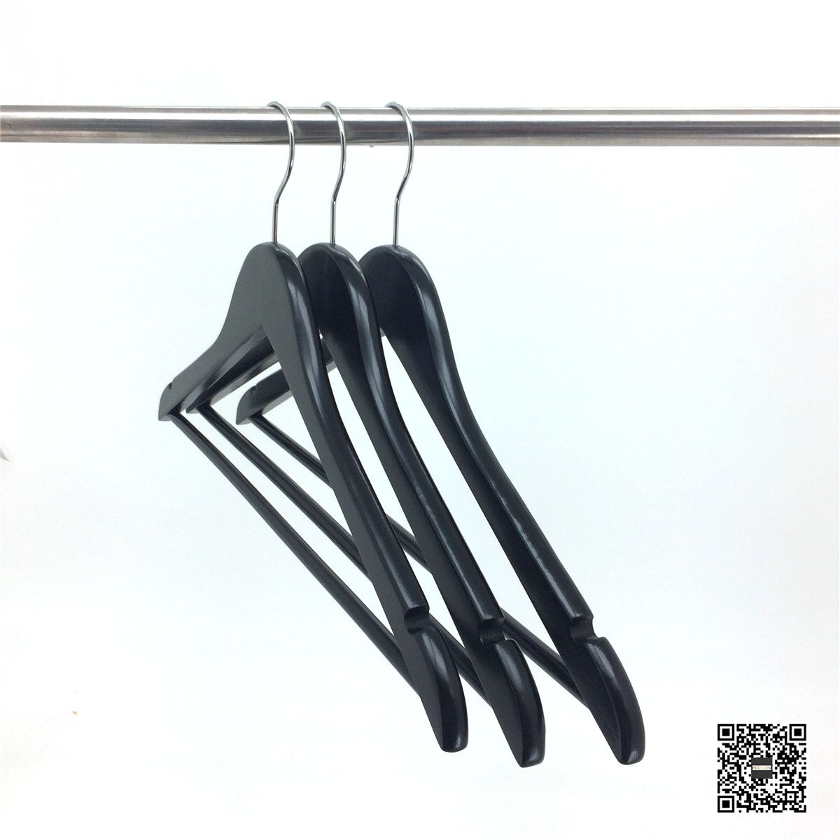 Black Wooden Hospitality Clothes Hanger for Hotel Coat Storage