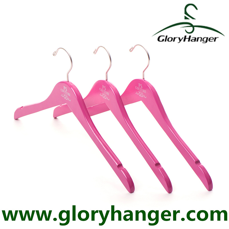 High Quality Lacquring Women Clothing Wooden Hanger for Shop Display