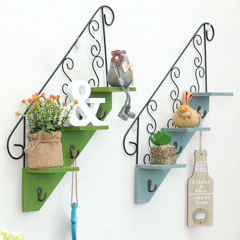 Wooden Wall Shelf Coat Hook Rack 3 Hooks Wooden Wall Shelf