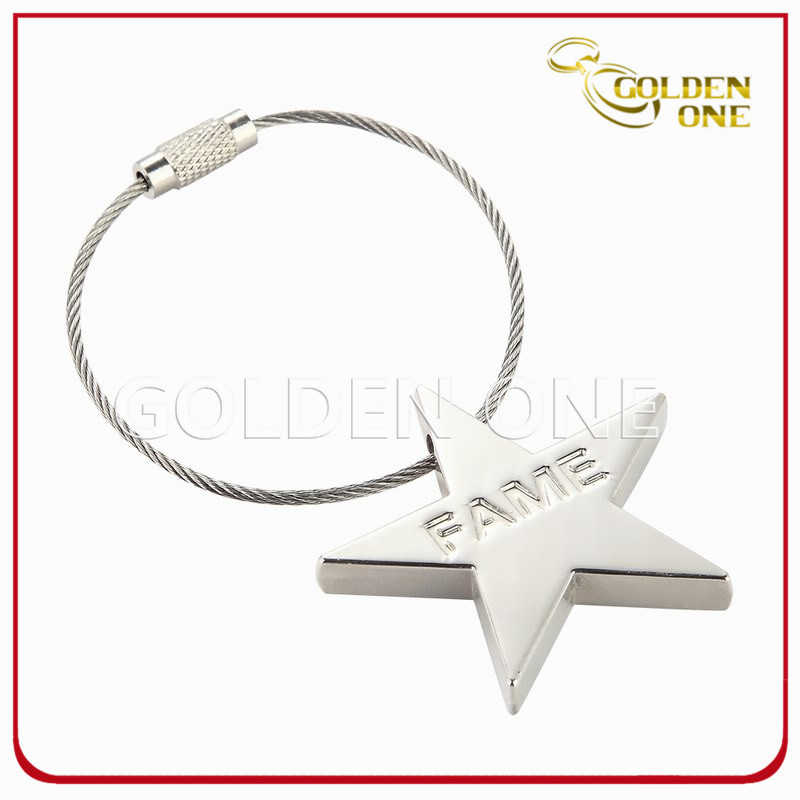 Custom Laser Engraved Star Shape Cable Metal Keyring
