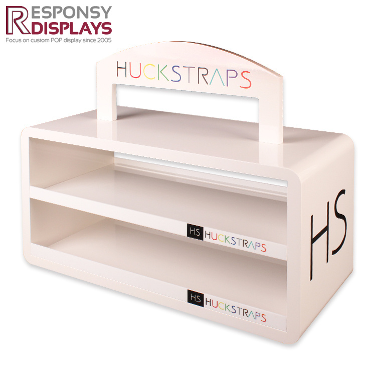 Strong MDF Belt Tabletop Display Rack with Logo Graphic