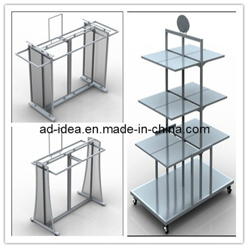 Almond Shelves / Black Double Hangrail Combination Merchandiser with Almond Shelves