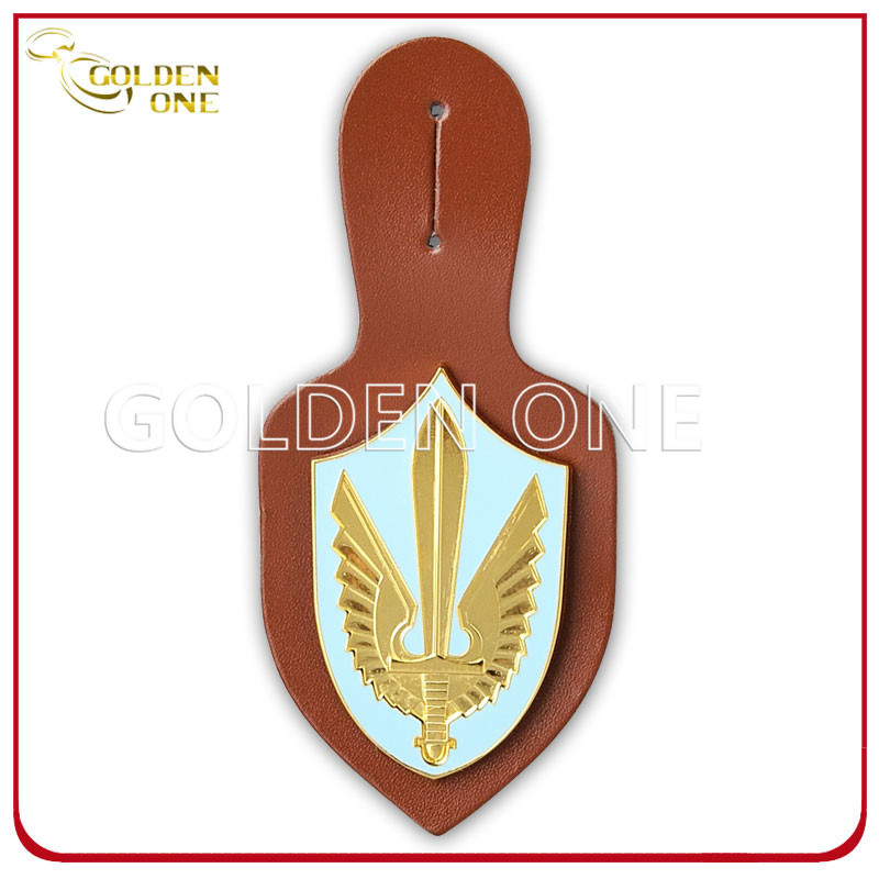 Custom Military Emblem Leather Badge Holder