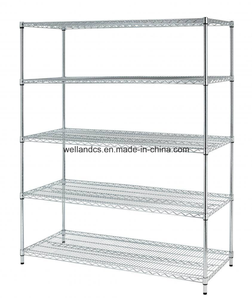 2017 Customized OEM 350kg Weight Loading 5 Tier Steel Wire Shelf Metal Warehouse Rack