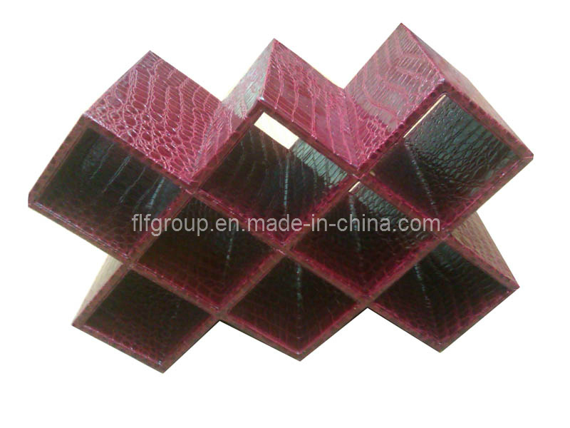 Customized Fashionable Unique Design Leather Wine Rack (FG8018)