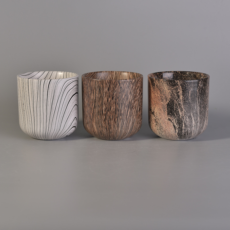 Water Transfer Patterned Ceramic Candle Holder with Various Pattern