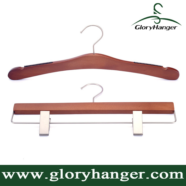 Hanger Manufacturer Cherry Wooden Suit Hanger for Clothing
