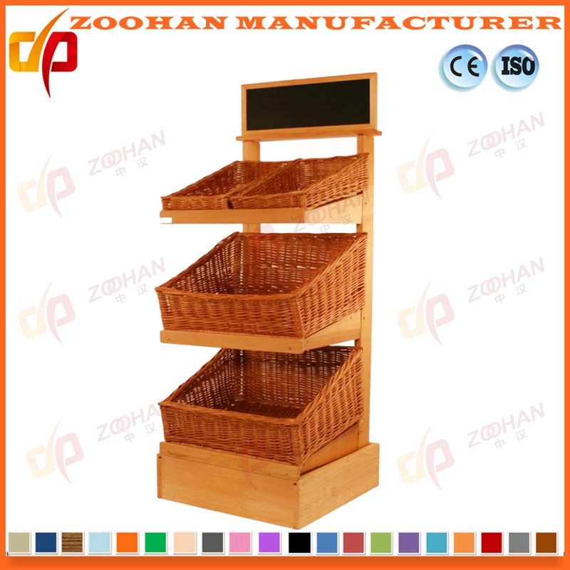 Supermarket Wooden Fruit and Vegetables Shelves Slanted Display Rack (Zhv53)