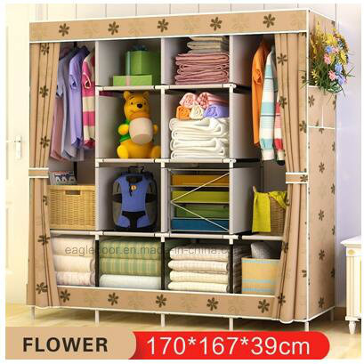 Modern Simple Wardrobe Household Fabric Folding Cloth Ward Storage Assembly King Size Reinforcement Combination Simple Wardrobe (FW-22C)
