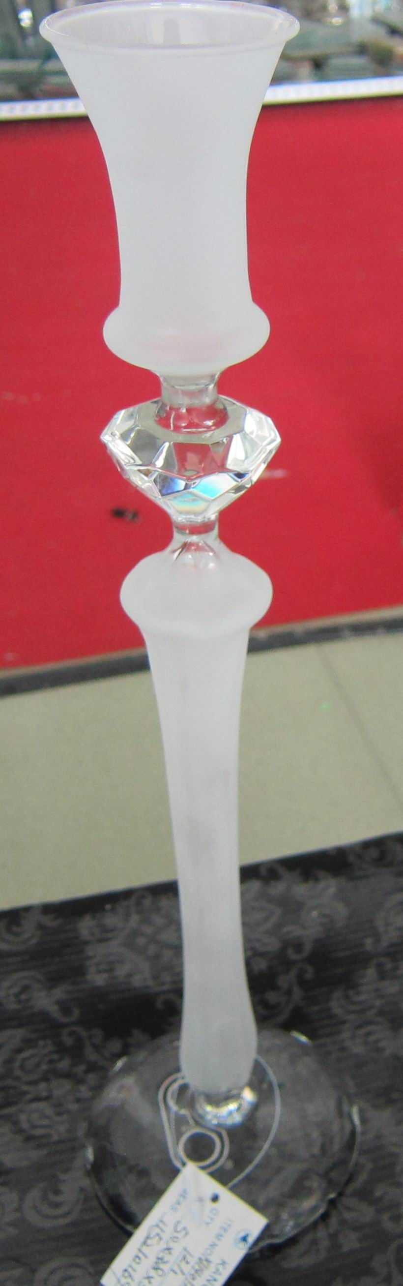 Frosting Glass Candle Holder with Single Post