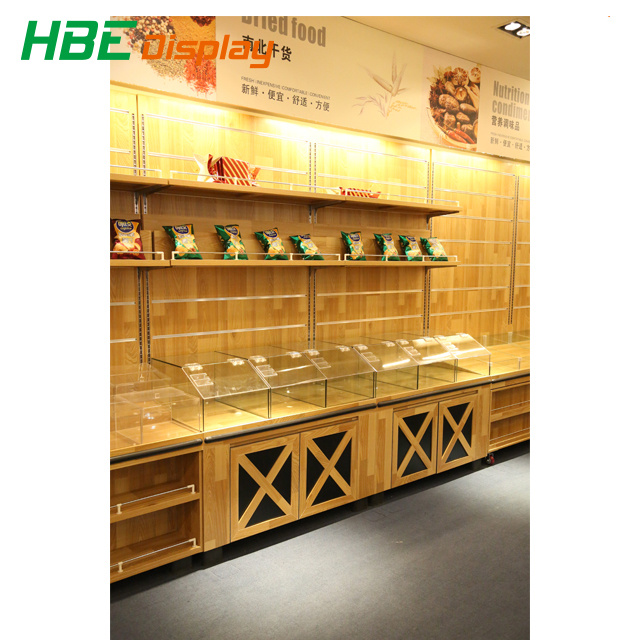 Supermarket Wooden Fruit Vegetable Display Rack