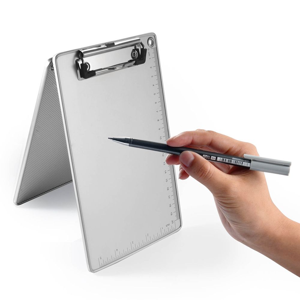 A5 Aluminum Clipboard with Rulings Silver Color Metal Clip