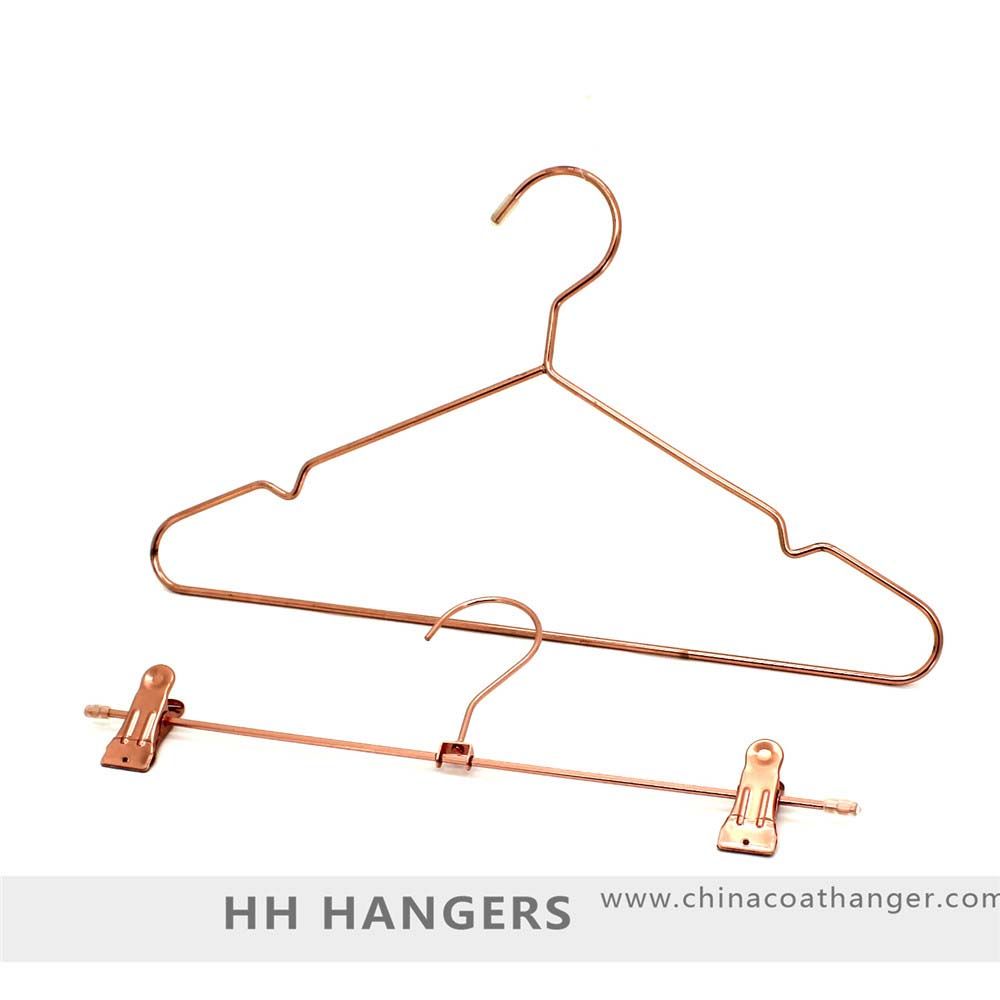 Rose Copper Gold Wire Metal Coat Hanger for Suit, Pet Coated Wire Hanger
