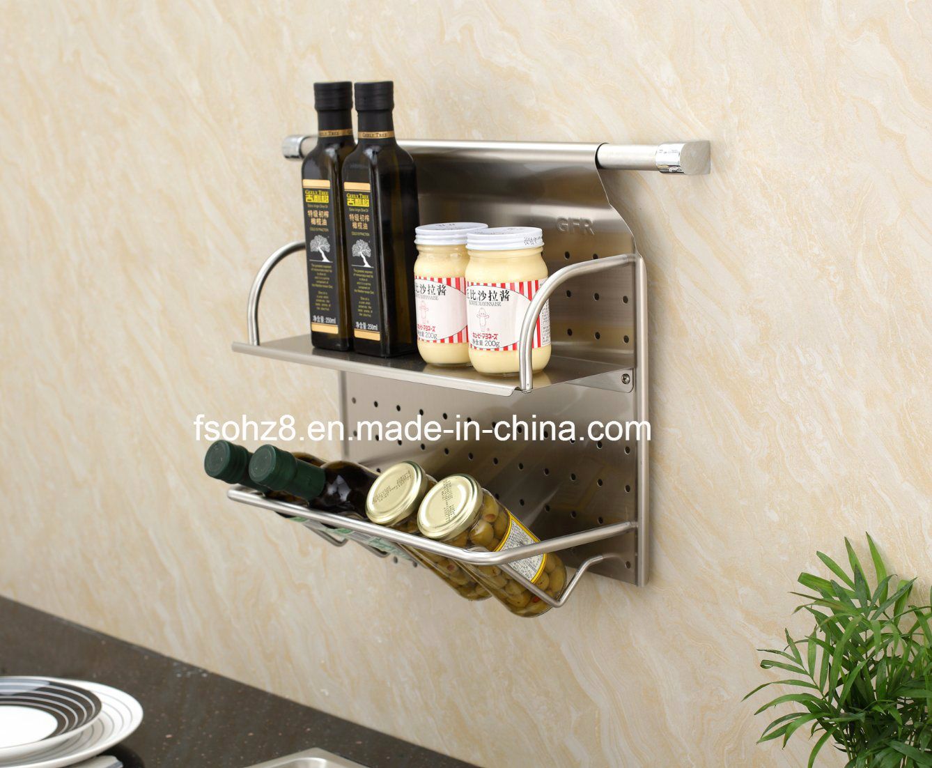 2 Layer Kitchen Accessories Stainless Seasoning Holder Spice Rack (313)