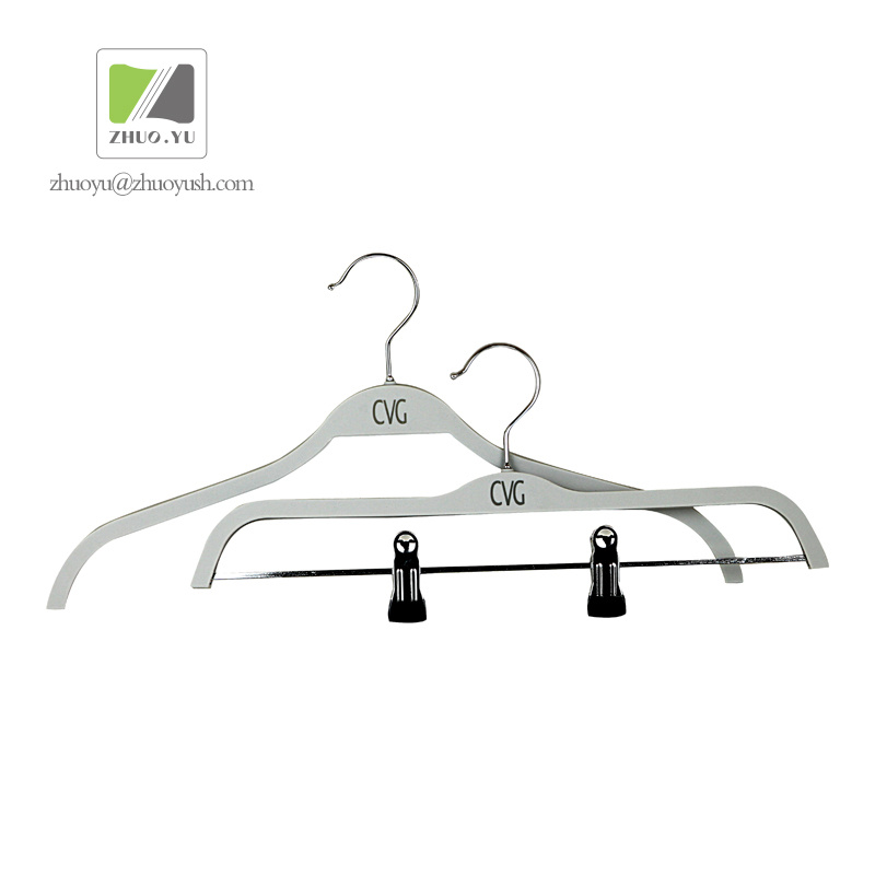 Grey Rubber Paint Coated Plastic Shirt / Skirt Hanger