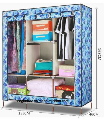 Modern Simple Wardrobe Household Fabric Folding Cloth Ward Storage Assembly King Size Reinforcement Combination Simple Wardrobe (FW-59F)