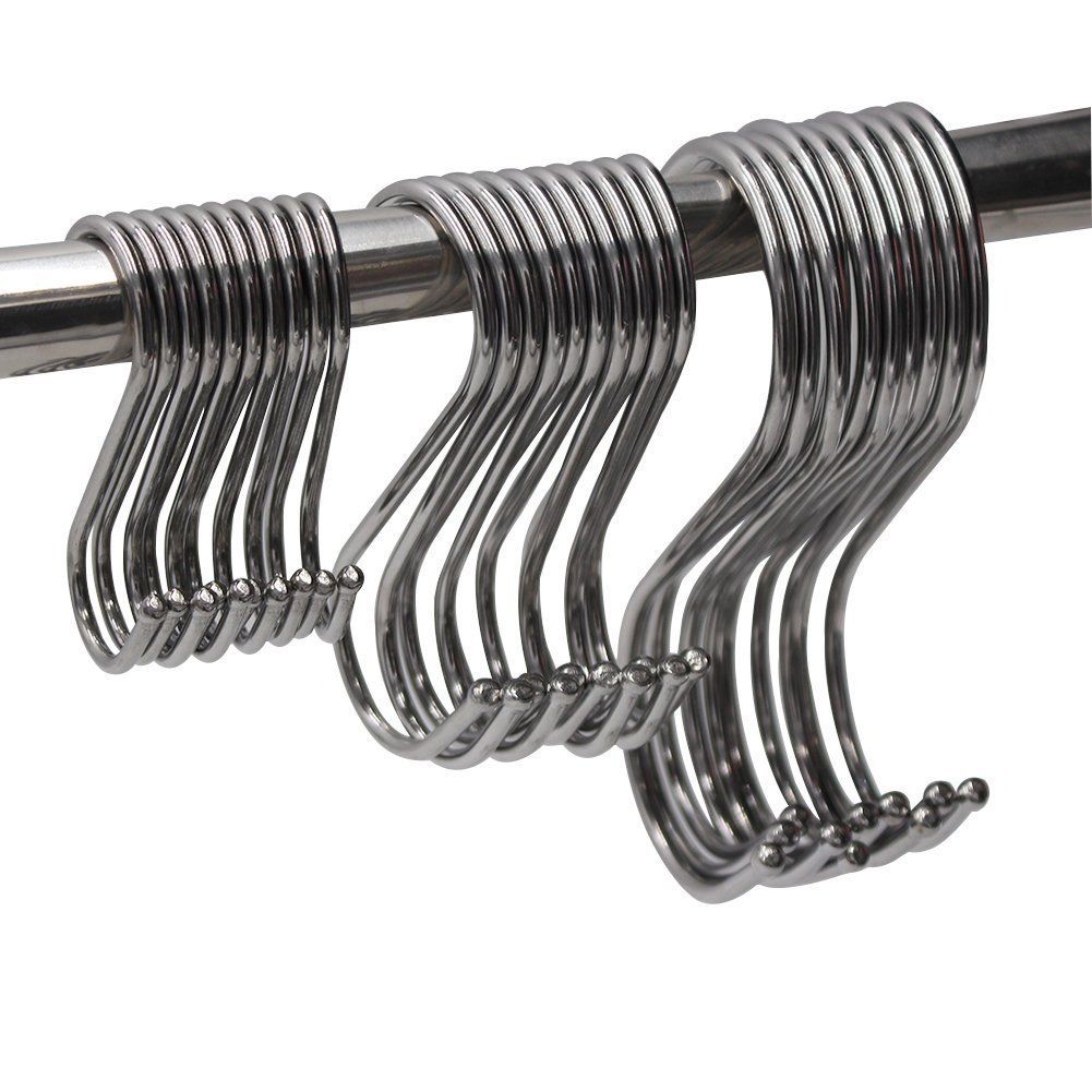 Heavy Duty S-Hooks, Stainless Steel Wire, Metal Secured S Hook Jeans Hanger Ceiling Rack Display Connect Hanging Kitchen Gocery