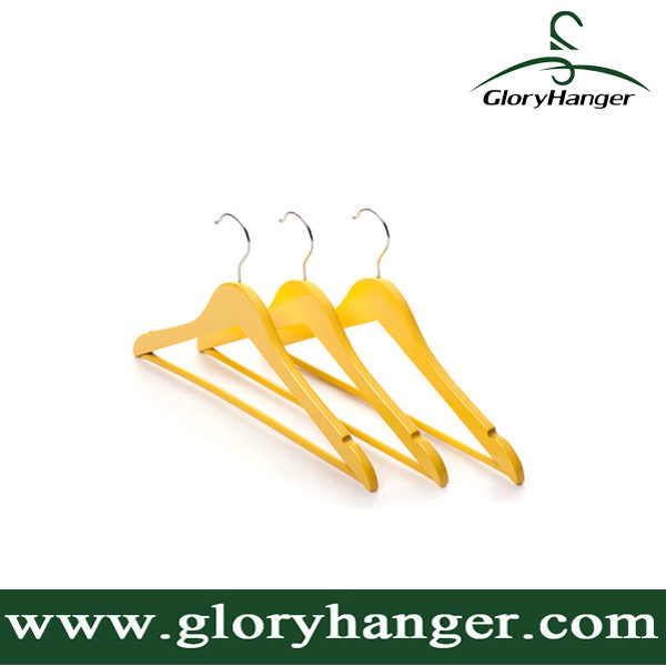 Yellow Lacquer Wooden Hanger with Matel Hook