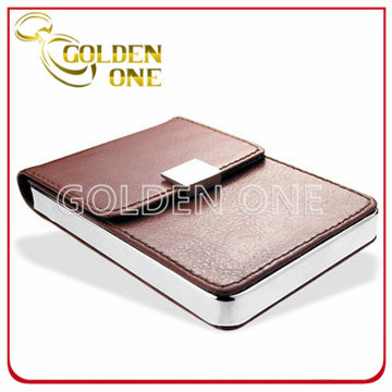 Superior Brown Leather and Aluminium Business Card Case