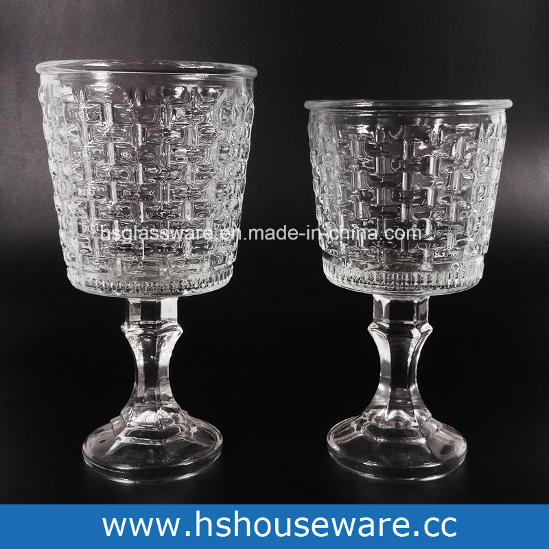 Weaving Design Glass Hurricane Candleholders with Stemware