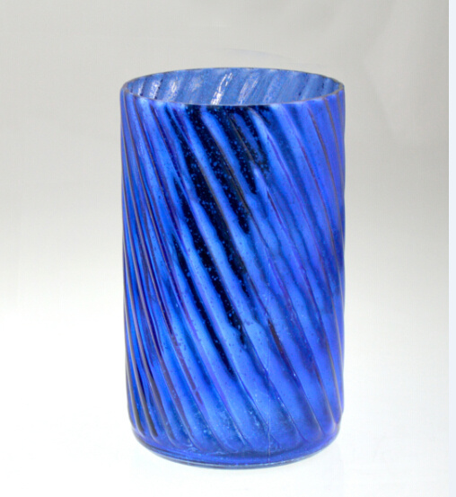 High Cylindrical Blue Candle Holder