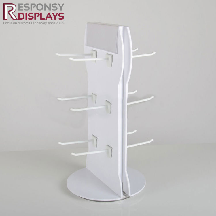 Acrylic Counter Rotating Mobile Accessories Display Rack with Hooks
