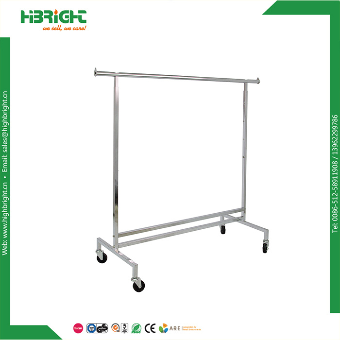 Single Collapsible Rolling Garment Rack Clothes Display Rack