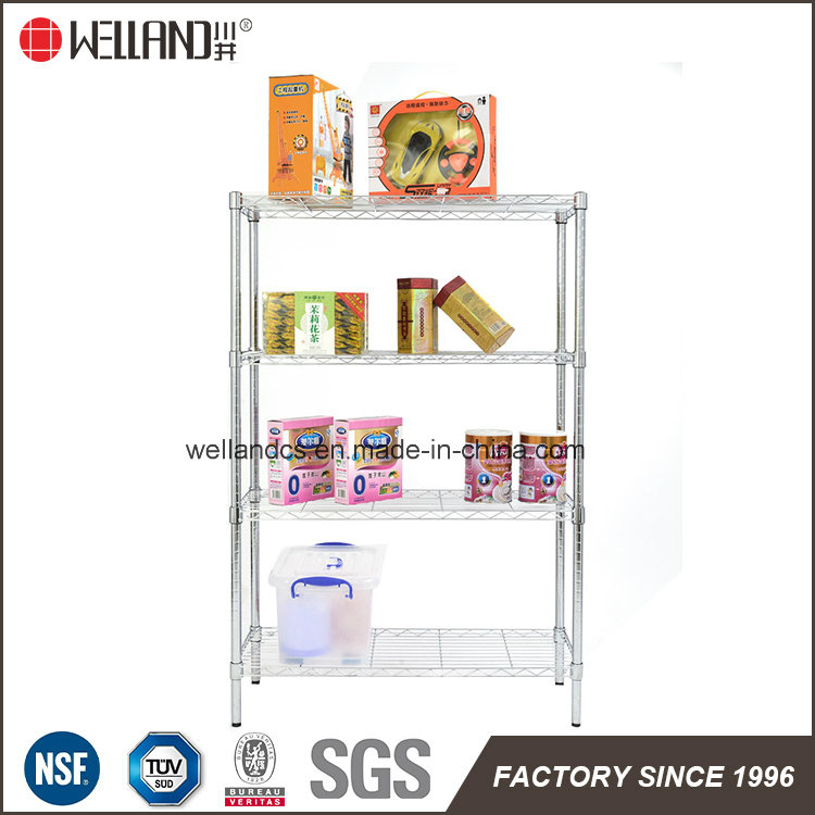 Multi-Purpose 4 Shelf 250lbs Durable Chrome Metal Wire Rack Shelving Manufacturer
