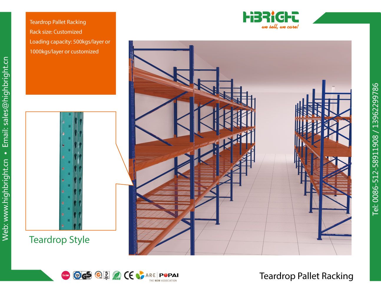 Teardrop Style Wire Mesh Shelf Warehouse Rack
