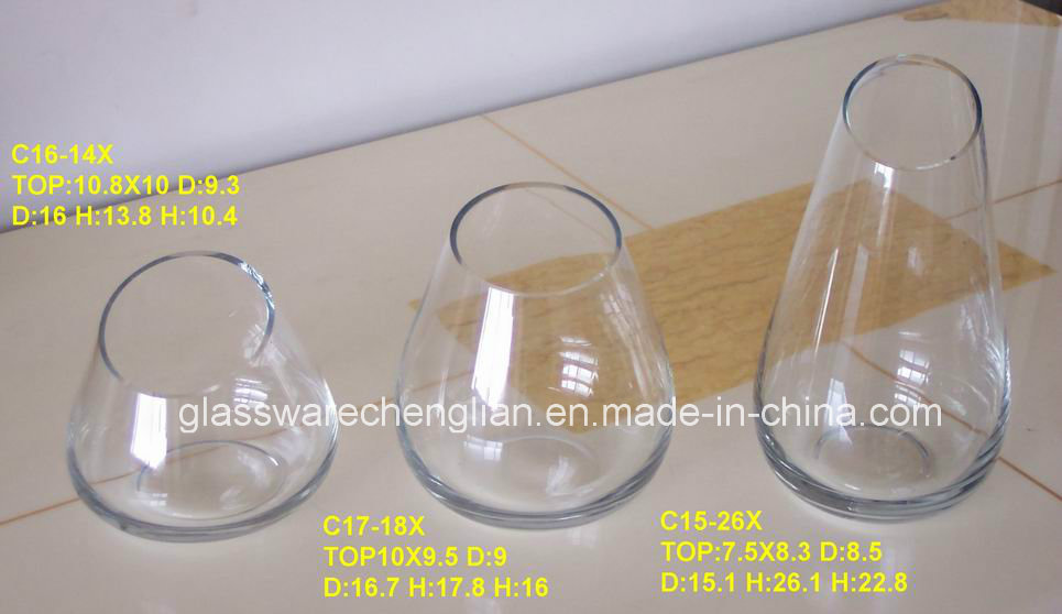 Glass Candle Holder with Slant Top (C16-14X C17-18X C15-26X