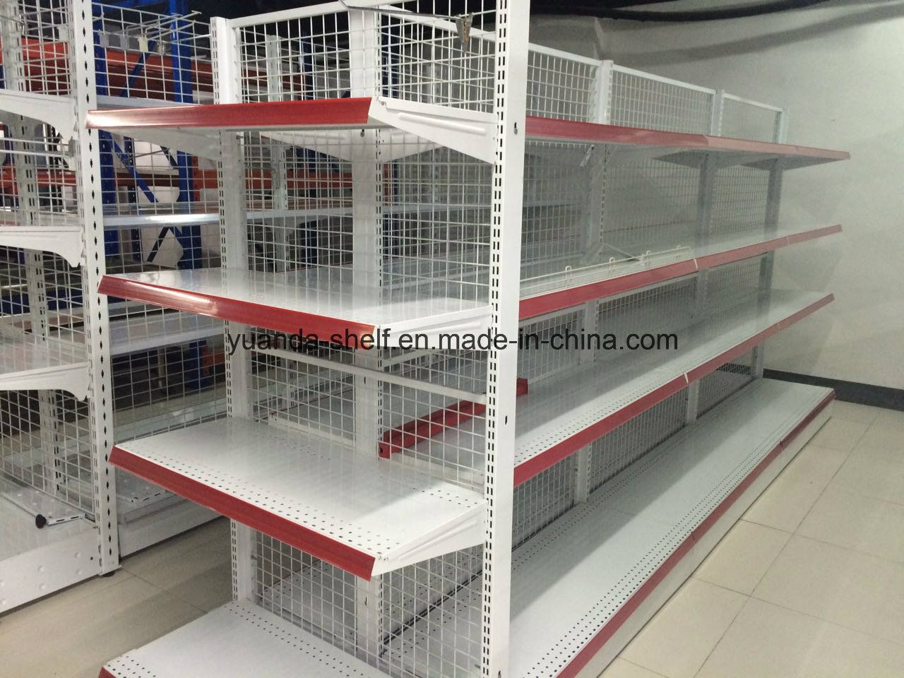 Low Price-Mesh Back Supermarket Gondola Shelving