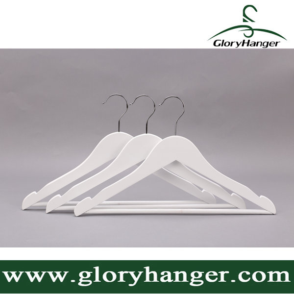 White Man Wooden Suit Hanger with Round Rod/Matel Hook