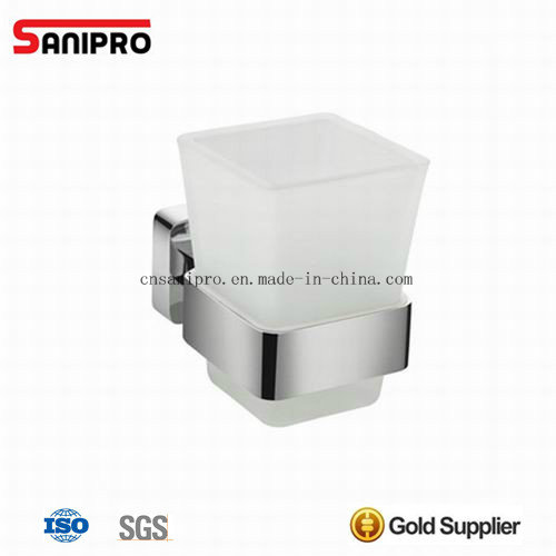 Sanipro Wall Mount Brushed Nickel Bathroom Toothbrush Cup Holder