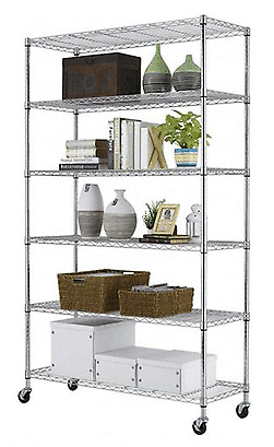 Portable Metal Display Racks with Wire Shelving, Metal Display Stand