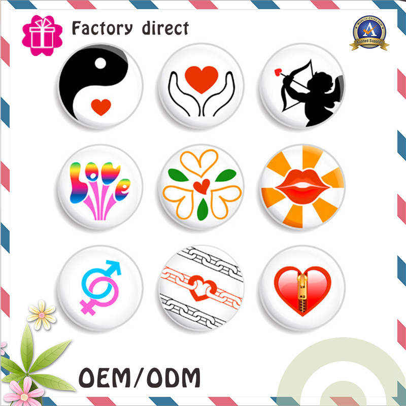 Custmo Print Tin Metal Button Badge with Safety Pin Ppmaterial SGS
