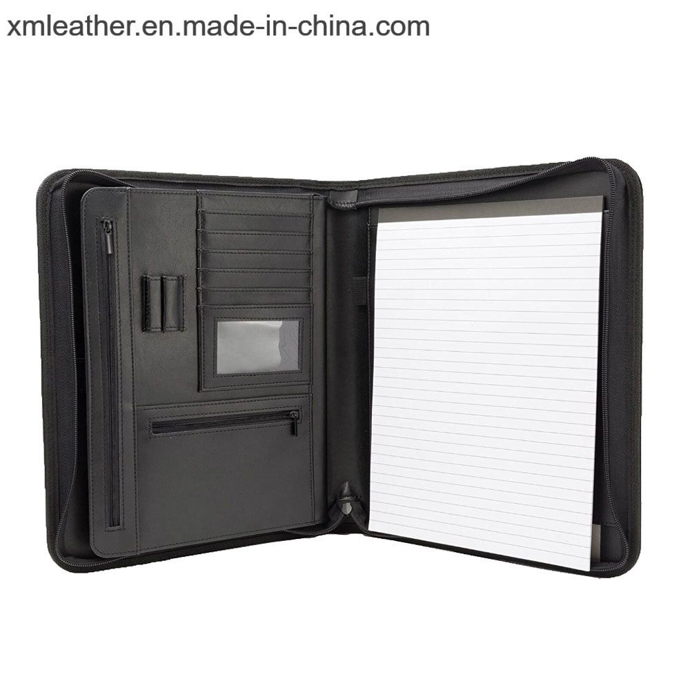 Executive PU Leather Zipper Portfolio Business File Folder