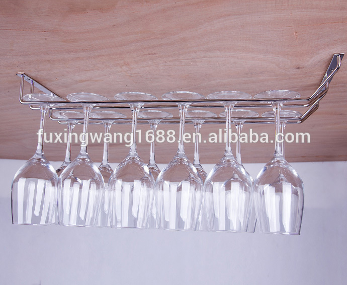 Under Shelf & Hook Stainless Steel Hanging Cup Rack