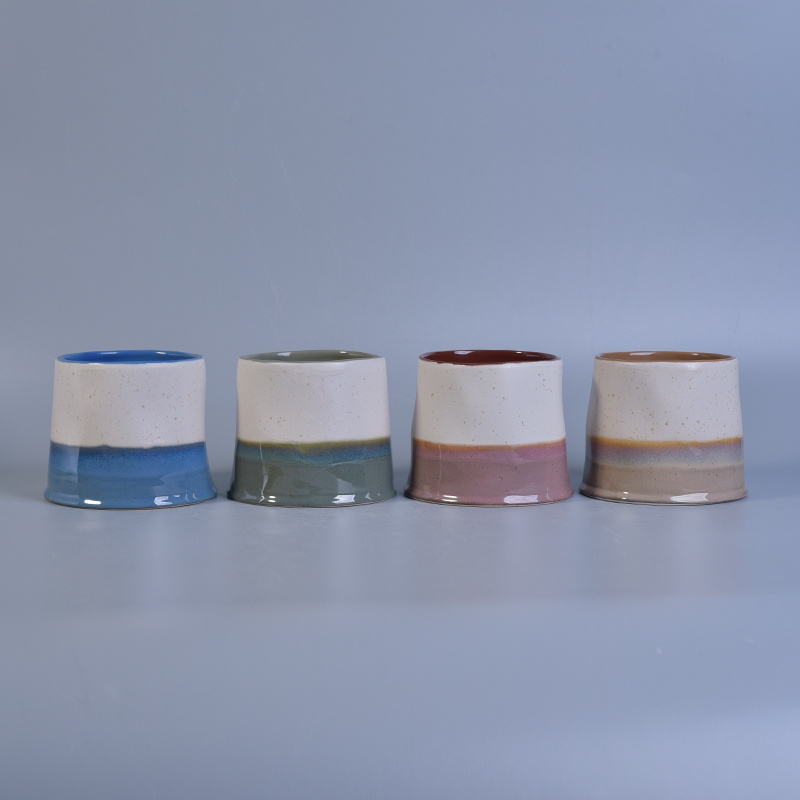 Unique Shape Candle Ceramic Holder with Different Color