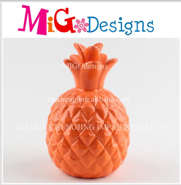 Ceramic Children Gift Red Pineapple Shaped Money Bank
