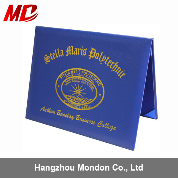 Royal Blue Leatherette Certificate Folders Four Satin Corners -Tent Style