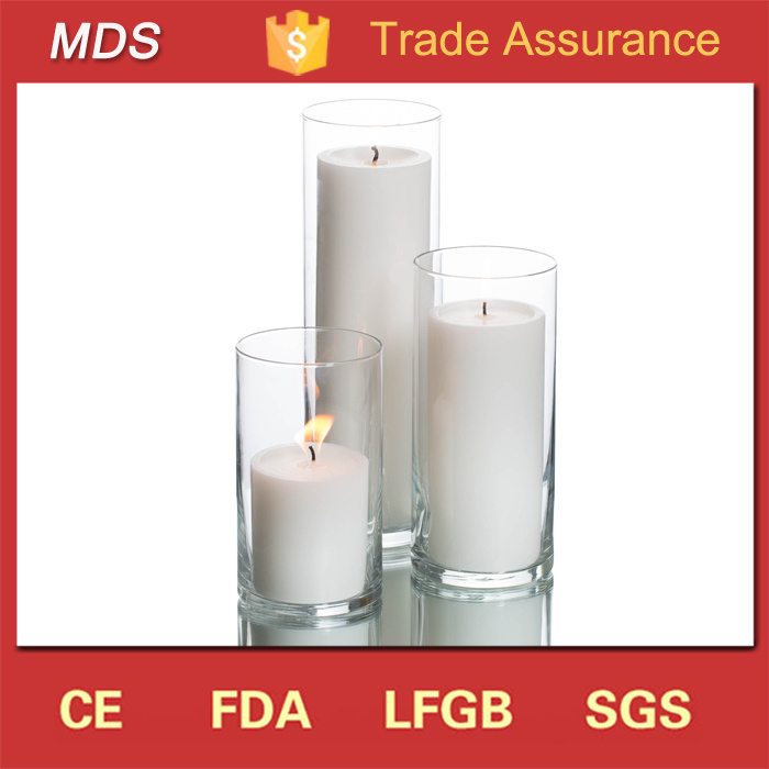 Decorative Wholsale Cylinder Pilar Glass Tube Candle Holder